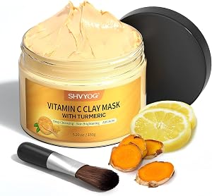 SHVYOG Turmeric Vitamin C Clay Mask with Kaolin Clay for Dull & Blemish-Prone Skin, De