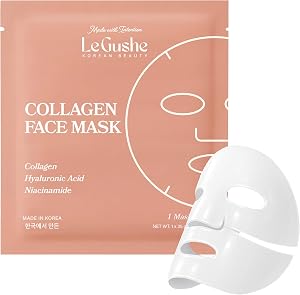LE GUSHE Hydrogel Face Masks with Collagen and Niacinamide, Korean Collagen Face Mask for